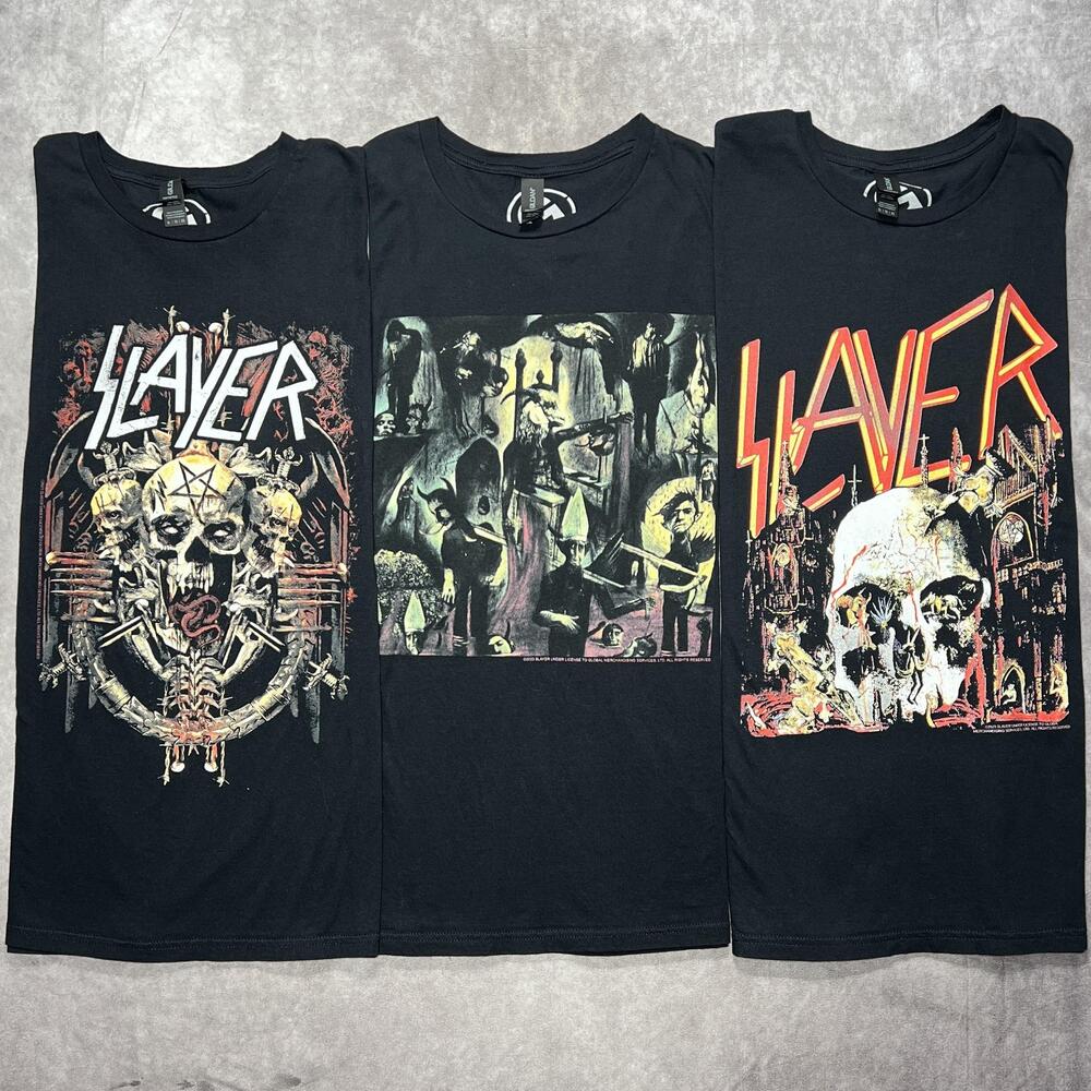 Slayer T-Shirt Lot Mens XL Black Gildan Metal Band Skull Graphic 3 Tees Licensed